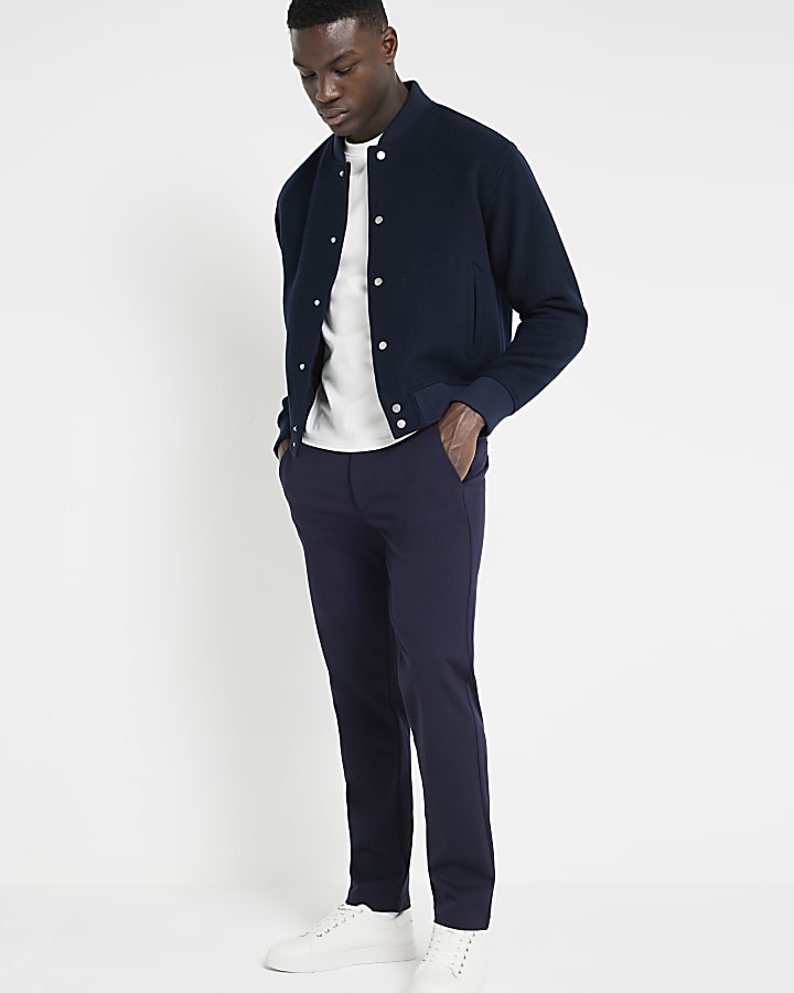 Navy slim fit pull on twill joggers