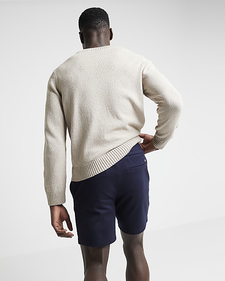 Navy regular fit pull on shorts