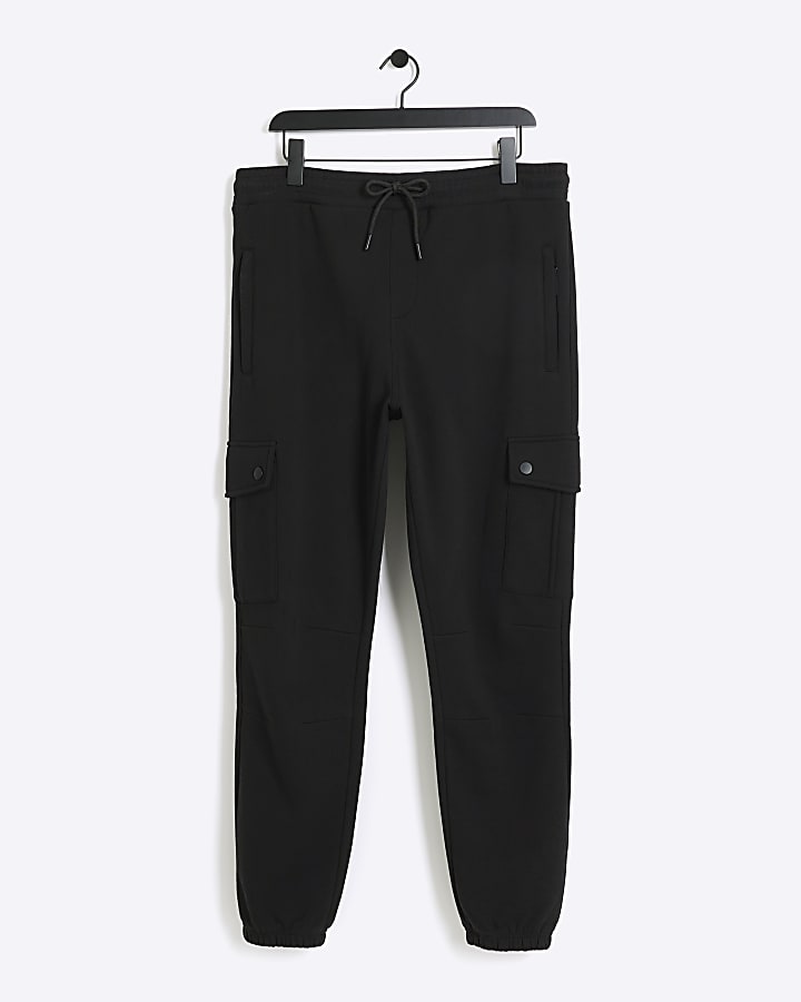 Black regular fit cargo joggers