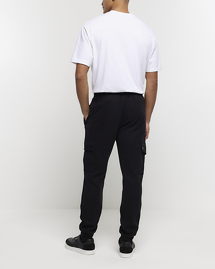 Black regular fit cargo joggers