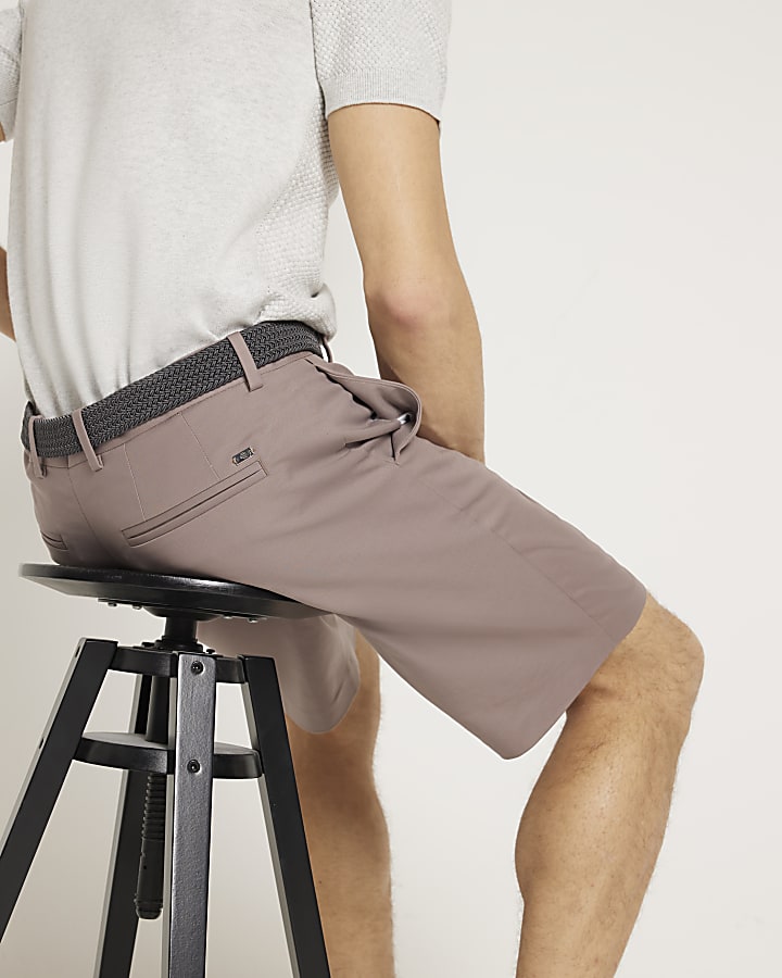 Purple slim fit chino shorts