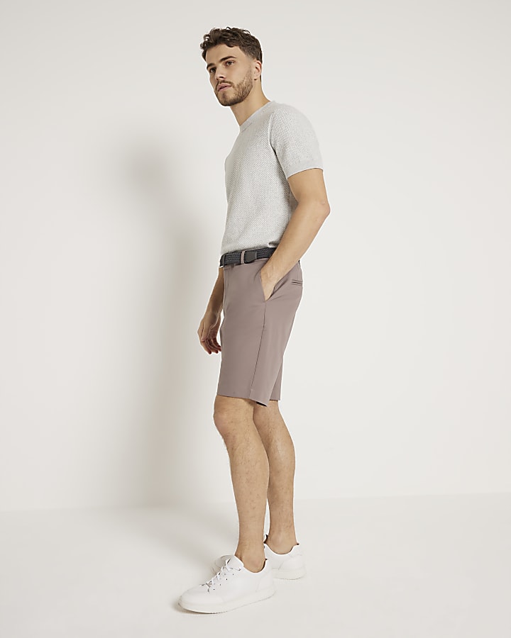 Purple slim fit chino shorts