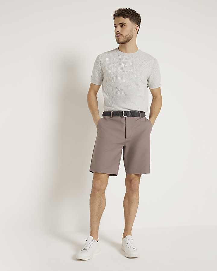 Purple slim fit chino shorts