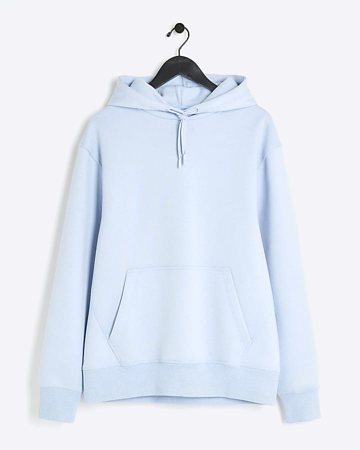 Blue regular fit essential panel hoodie