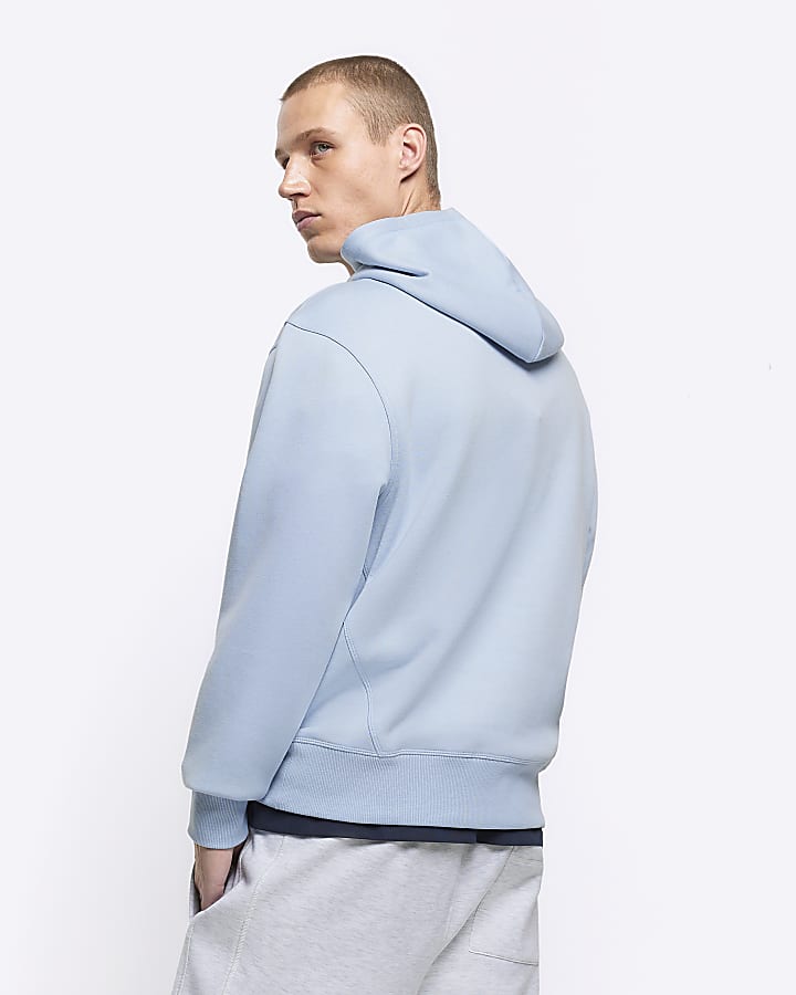 Blue regular fit essential panel hoodie