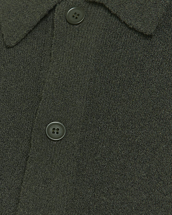 Green slim fit boucle knit cardigan