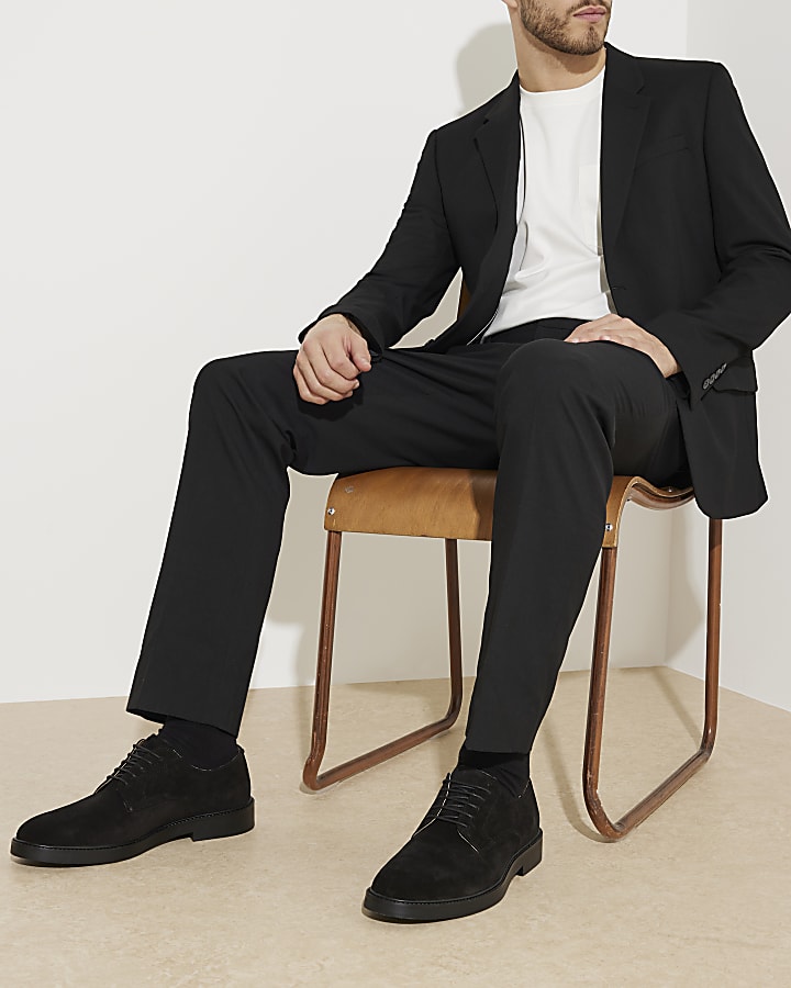 Black suede derby shoes River Island