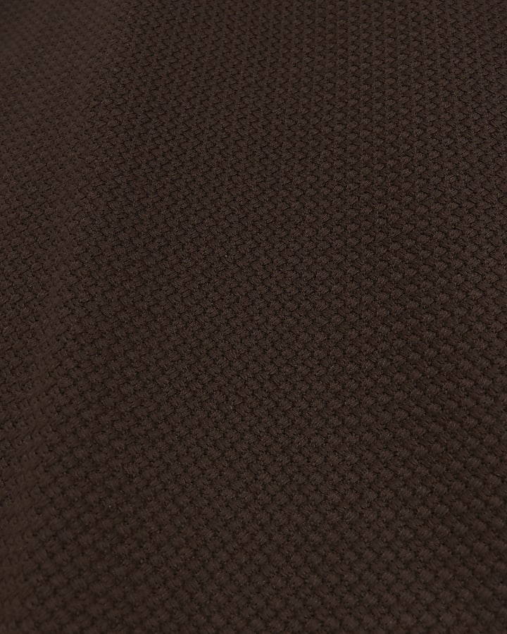 Brown slim fit textured knitted t-shirt