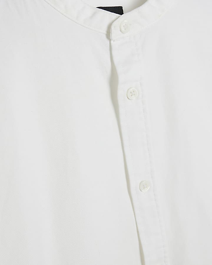 White slim fit grandad collar shirt