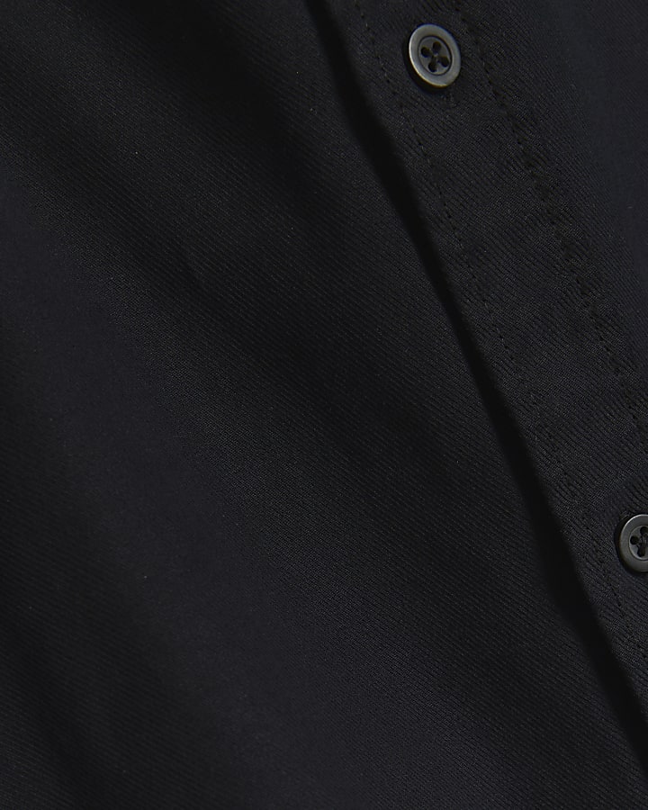 Black slim fit grandad collar shirt