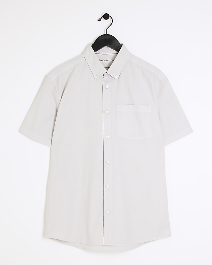 Grey regular fit laundered shirt