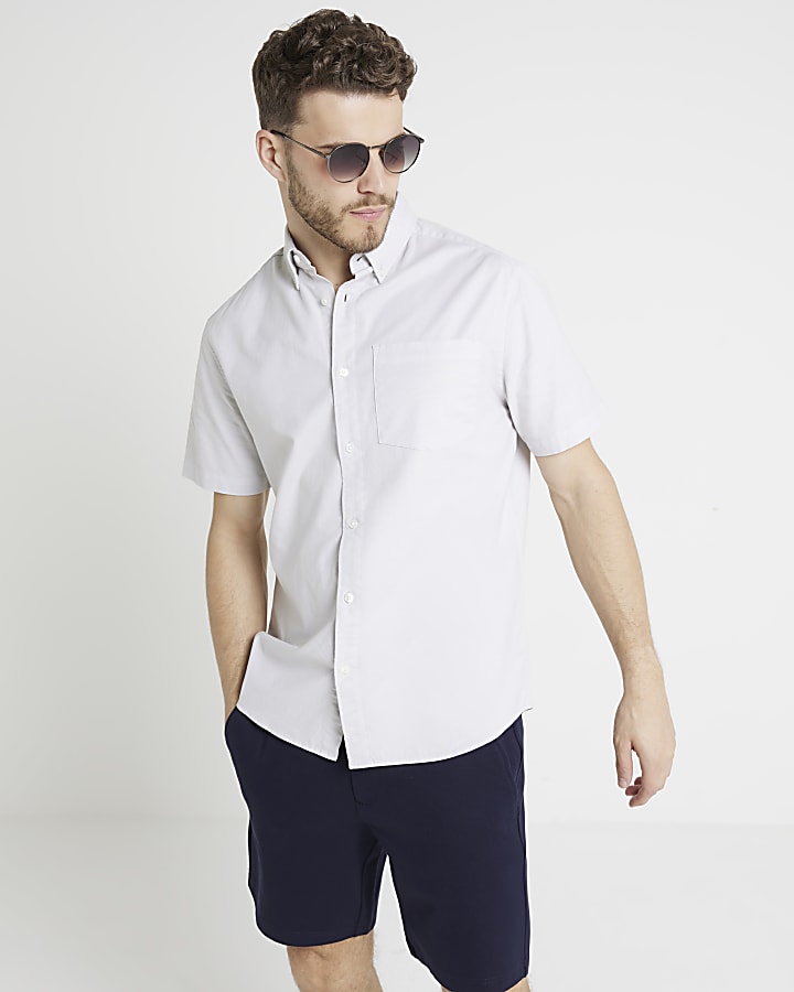 Grey regular fit laundered shirt