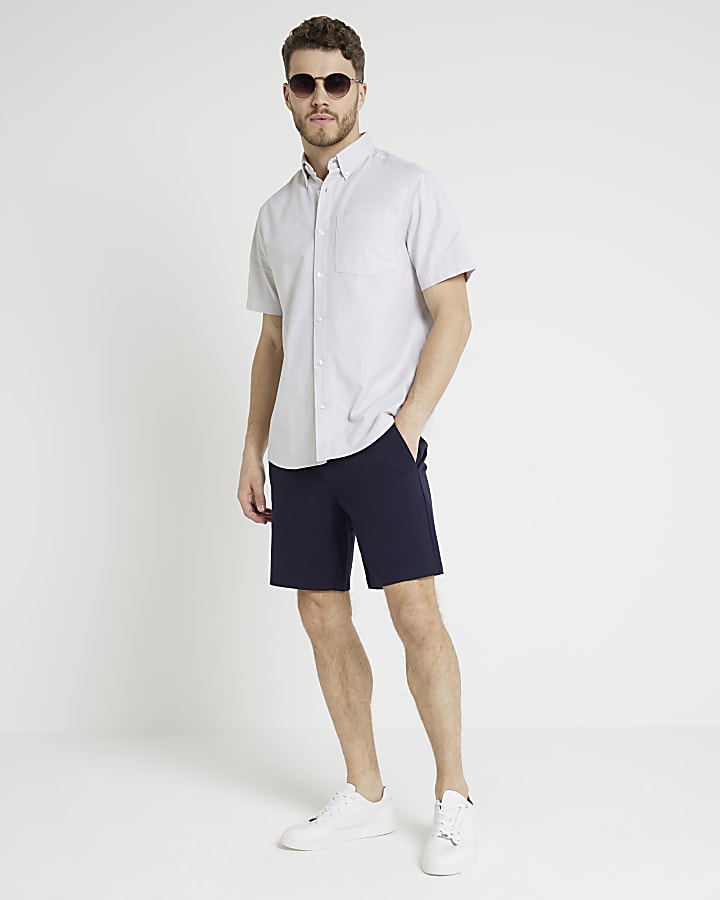 Grey regular fit laundered shirt