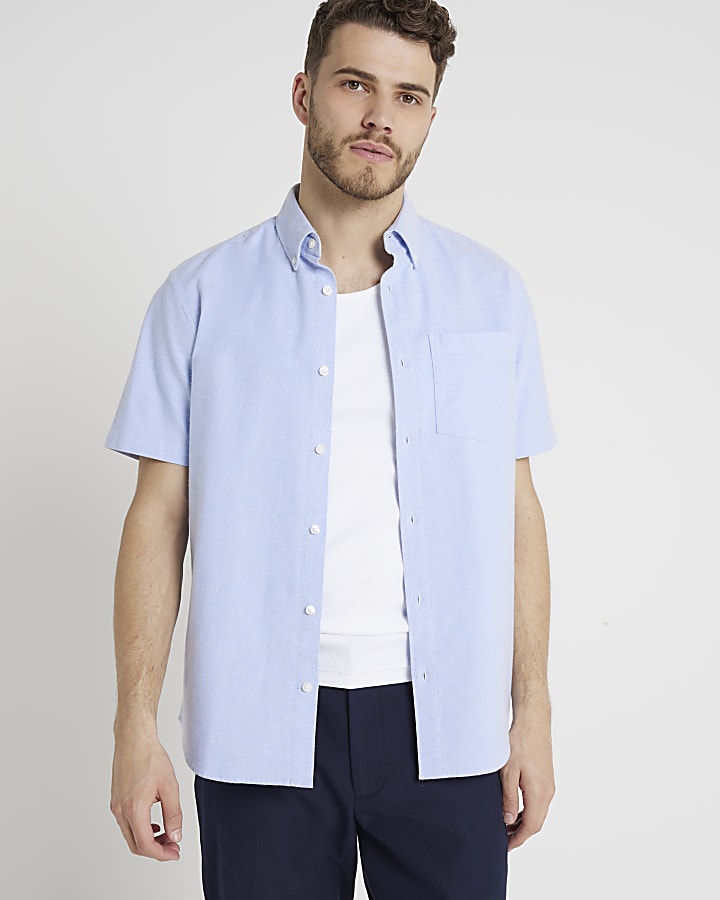 Blue regular fit laundered shirt