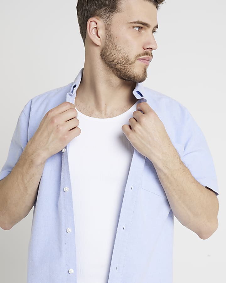 Blue regular fit laundered shirt