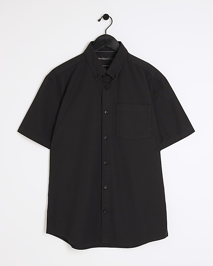 Black regular fit laundered shirt