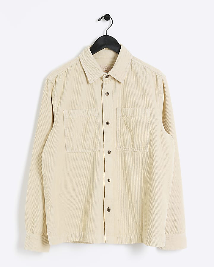 Stone regular fit corduroy overshirt