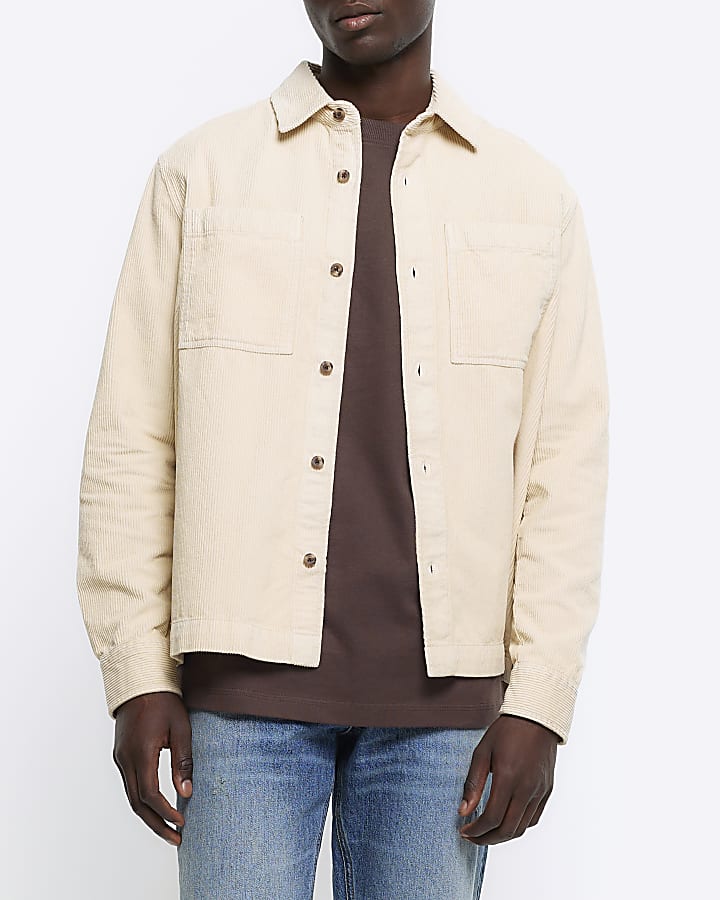 Stone regular fit corduroy overshirt