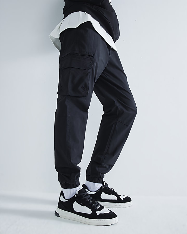 Black cuffed cargo trousers