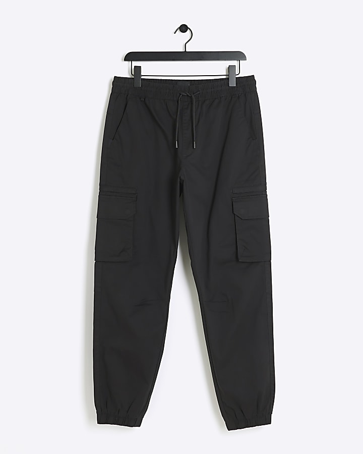 Black cuffed cargo trousers