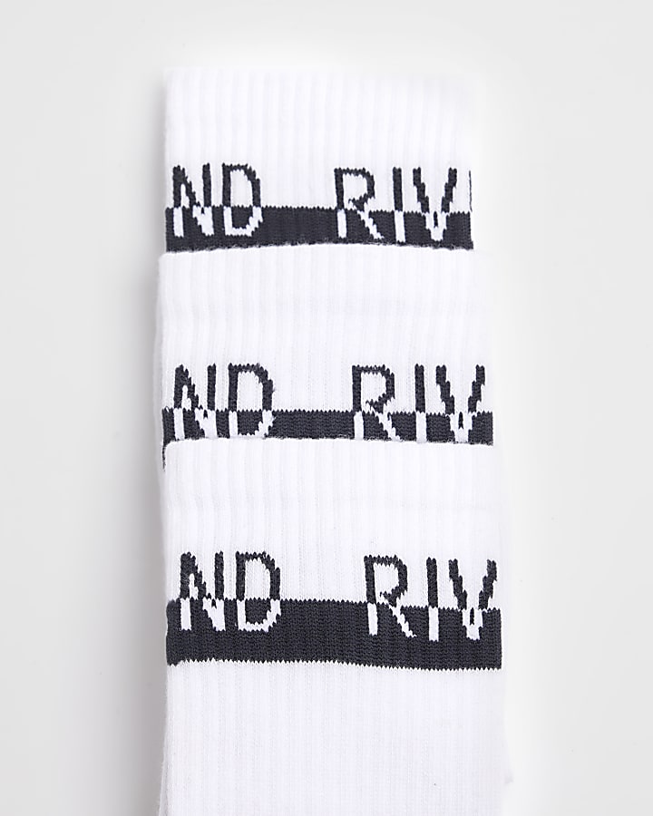 3PK white branded tube socks