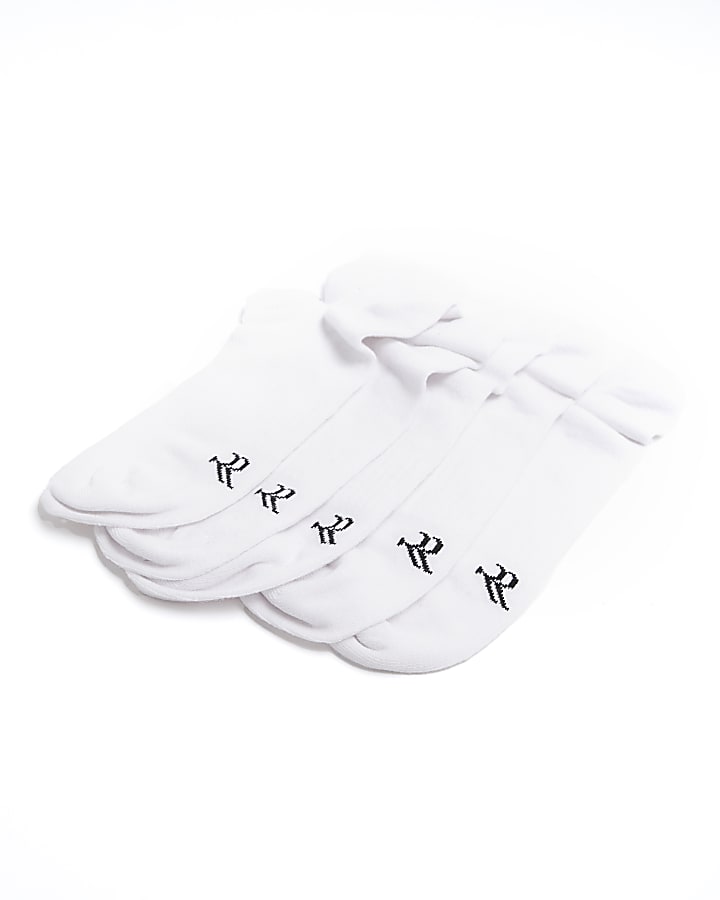 5PK white rib trainer socks