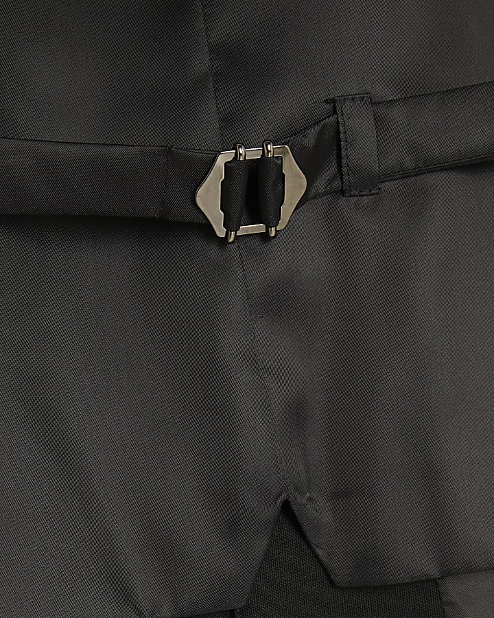 Black slim fit tuxedo waistcoat