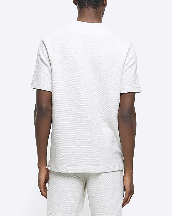 White regular fit textured pocket t-shirt