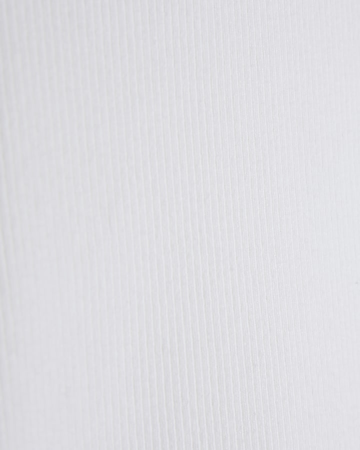 White muscle fit stretch rib vest top