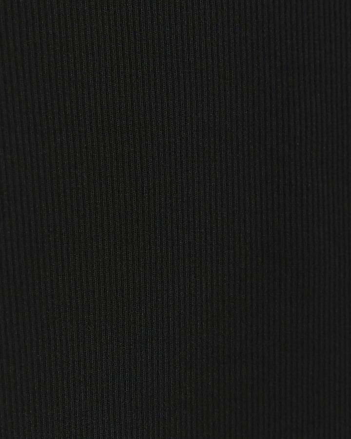 Black muscle fit stretch rib vest top