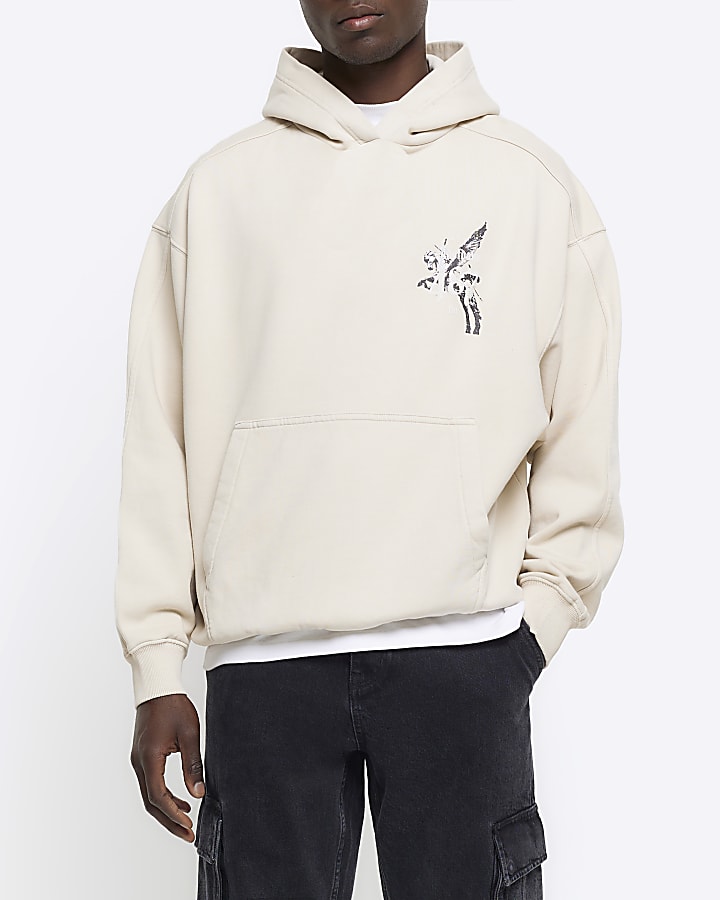 Stone Regular Fit Pegasus Graphic Hoodie