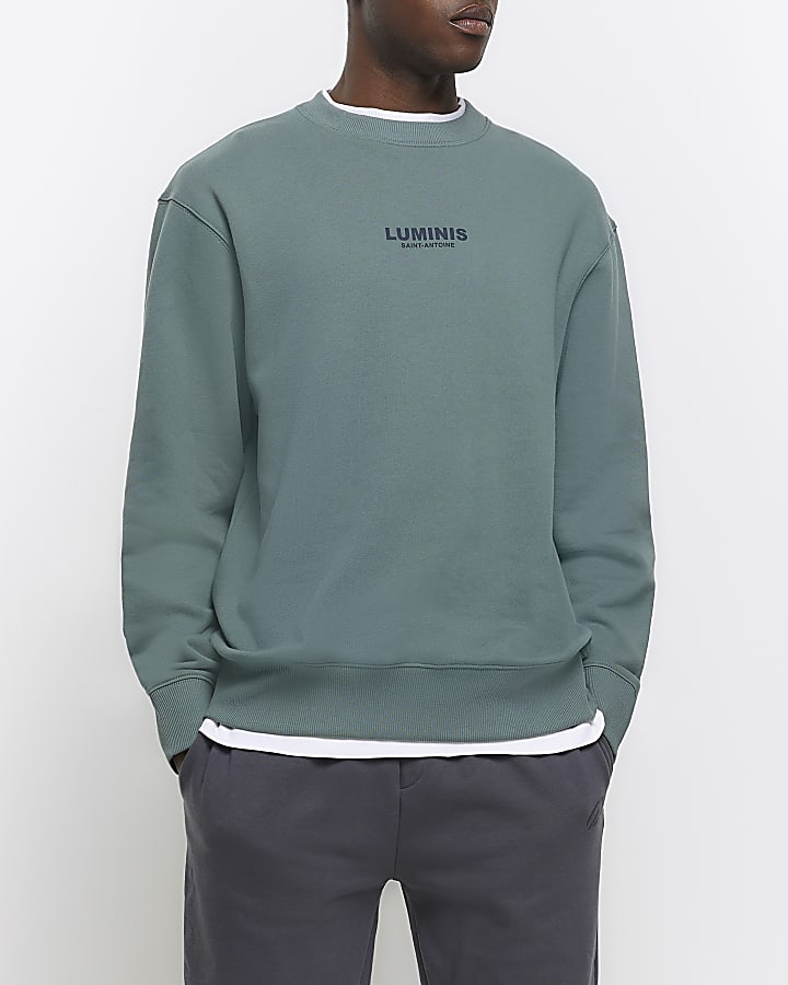 Green regular fit graphic sweatshirt