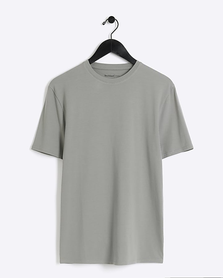 Grey muscle fit stretch t-shirt