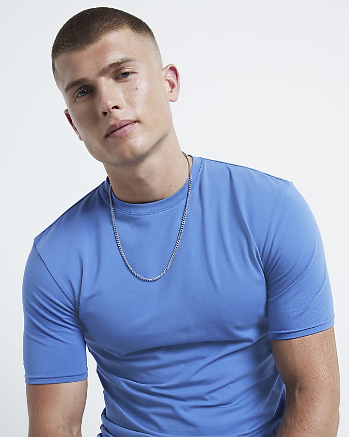 Blue Muscle Fit Stretch T-shirt