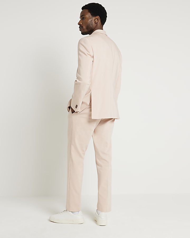 Pink slim fit suit trousers