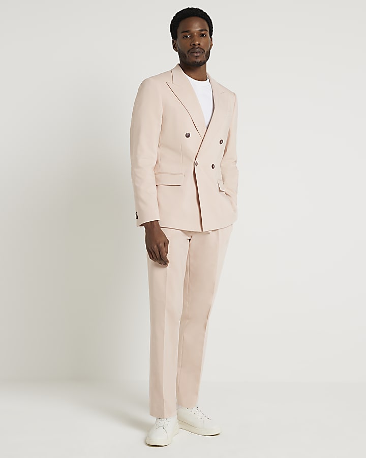 Pink slim fit suit trousers