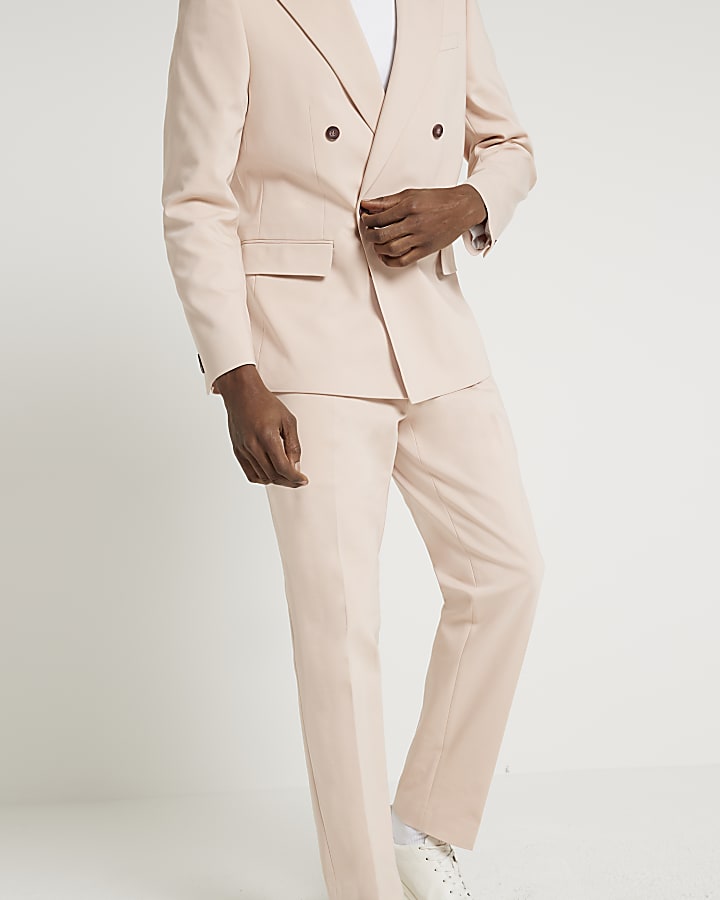 Pink slim fit suit trousers