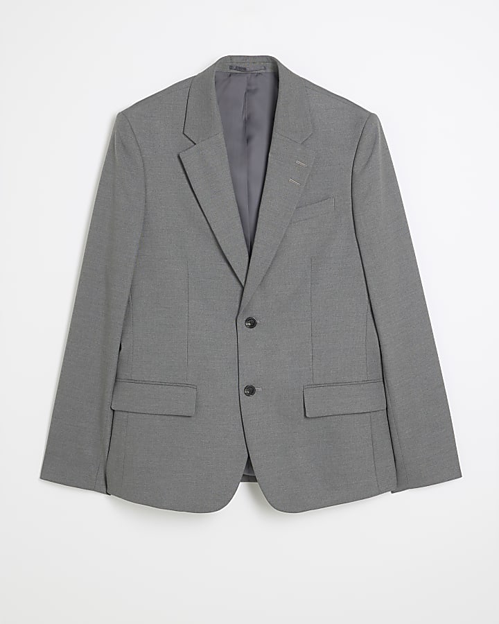 Grey Stretch Slim Fit Suit Jacket