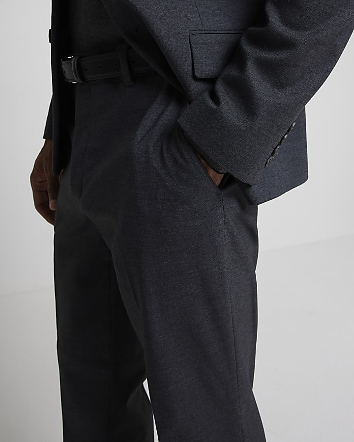 Grey dark slim fit suit trousers