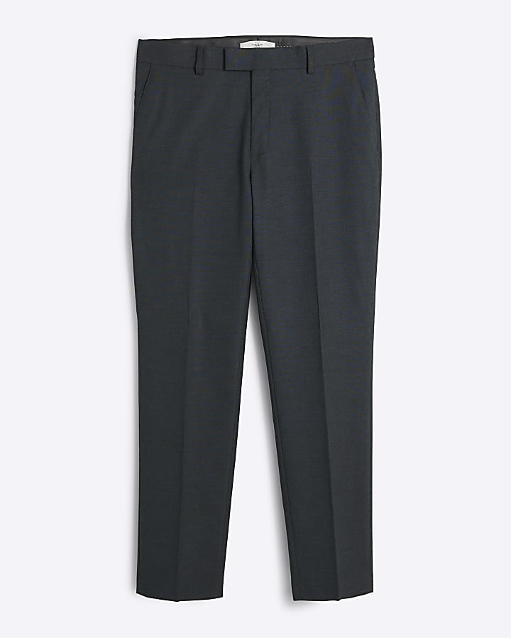 Grey dark slim fit suit trousers