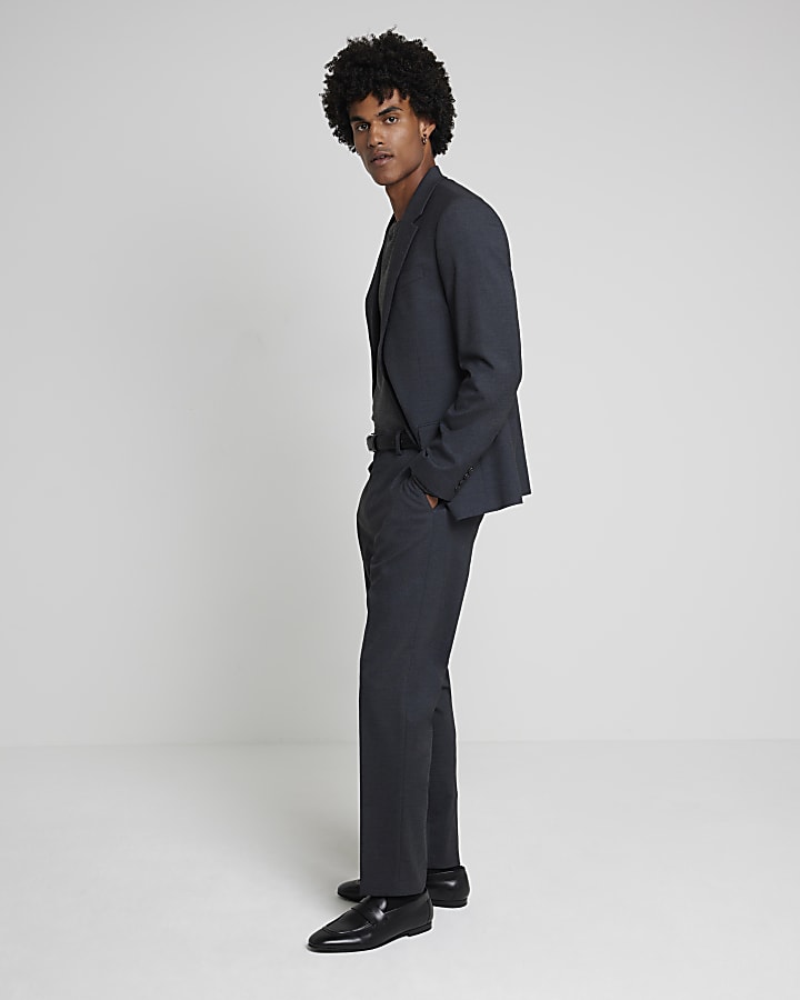 Charcoal Stretch Slim Fit Suit Trousers