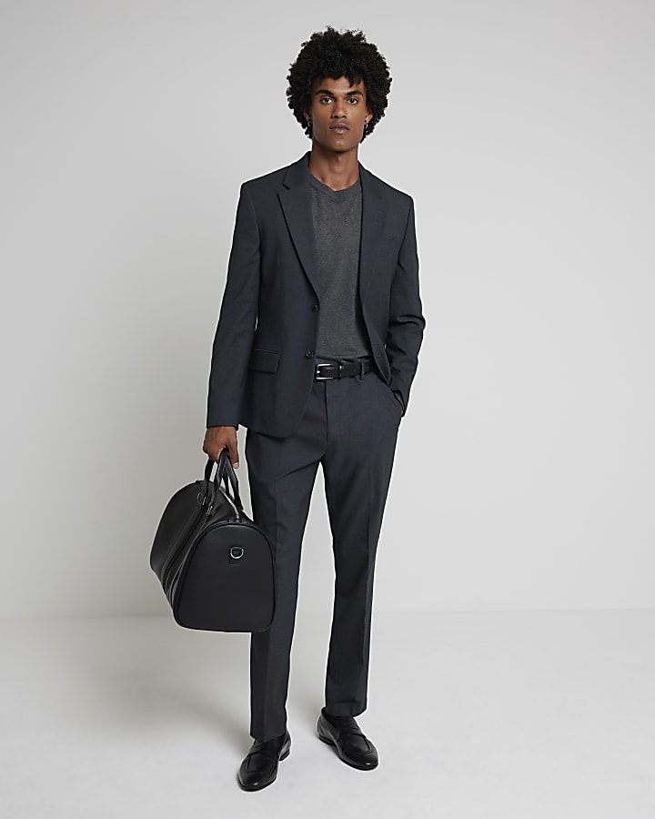 Charcoal Stretch Slim Fit Suit Trousers