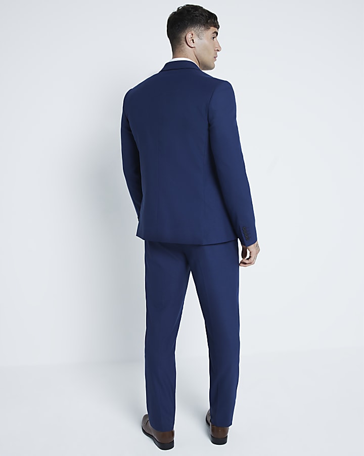 Blue Stretch Slim Fit Suit Trousers