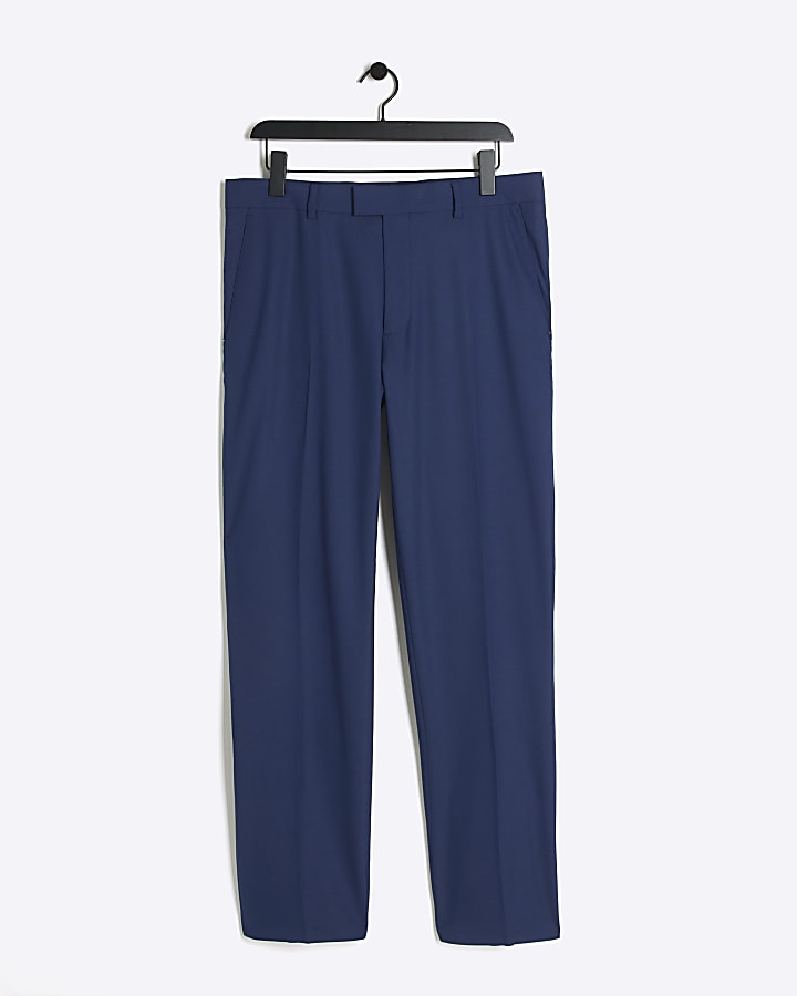 Blue Stretch Slim Fit Suit Trousers