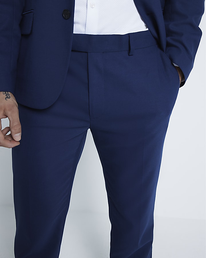 Blue Stretch Slim Fit Suit Trousers
