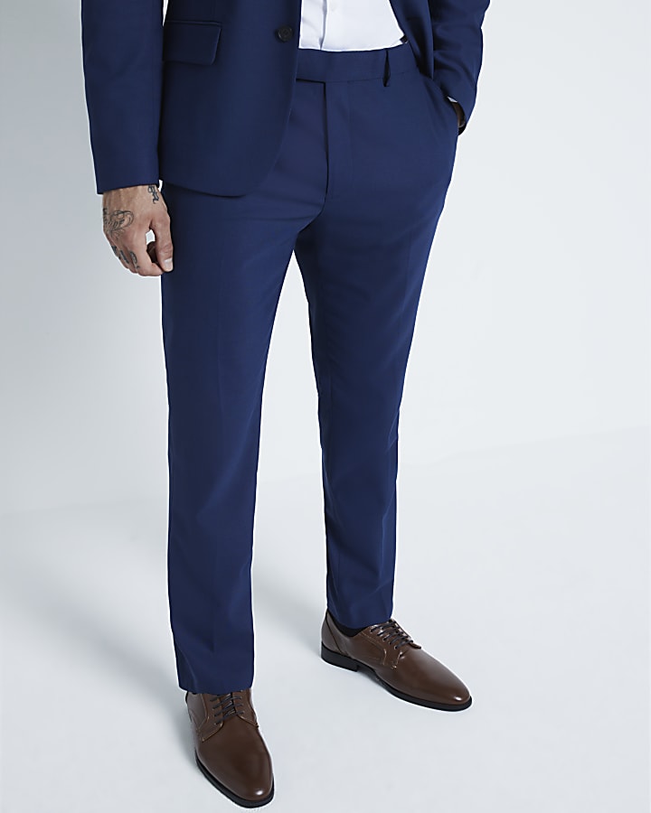 Blue Stretch Slim Fit Suit Trousers
