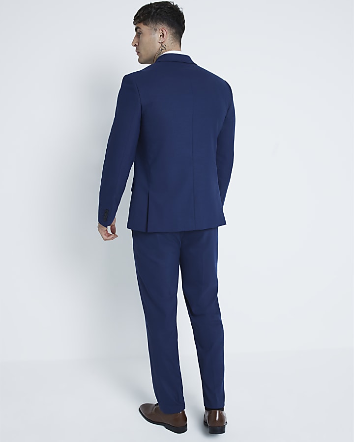 Blue slim fit suit jacket