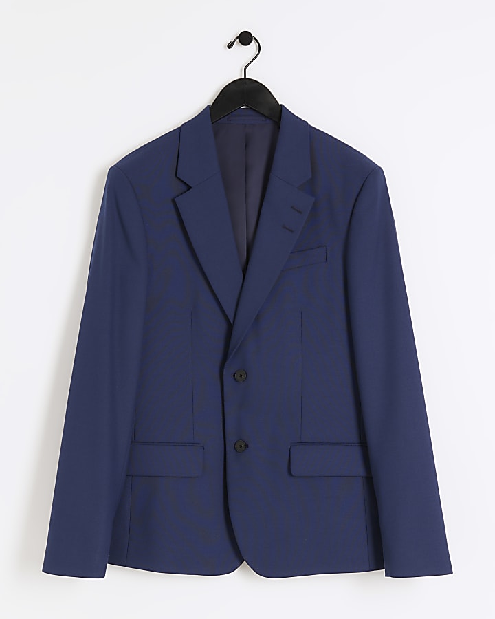 Blue slim fit suit jacket