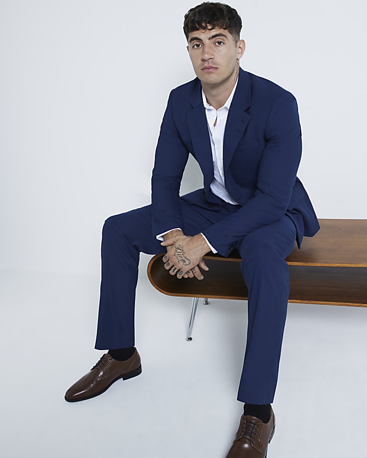 Blue Stretch Slim Fit Suit Jacket