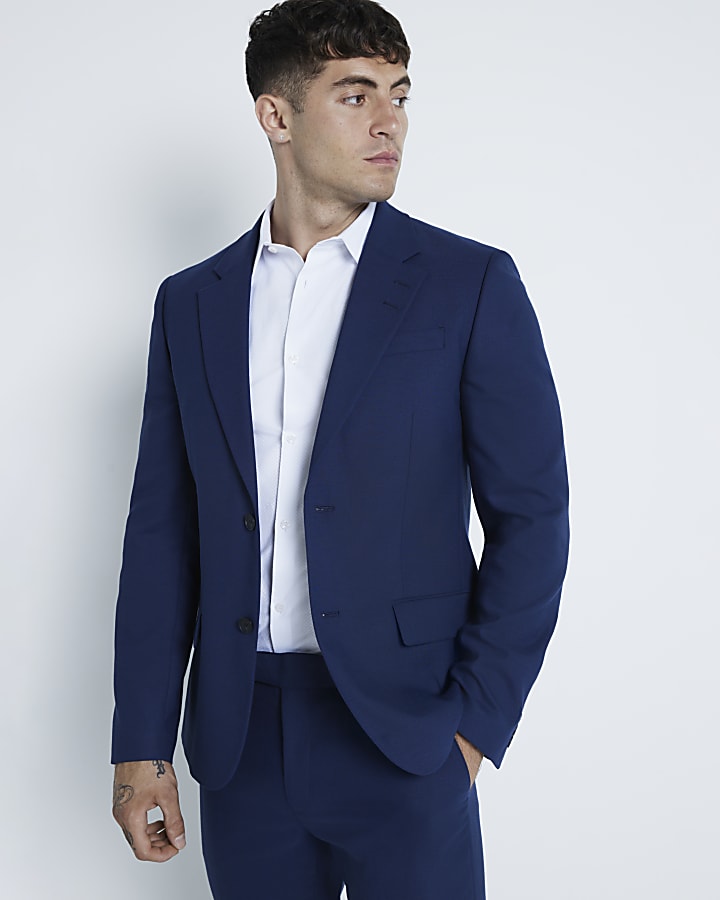 Blue slim fit suit jacket